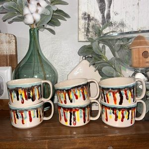 Crate&barrel dripped paint mugs